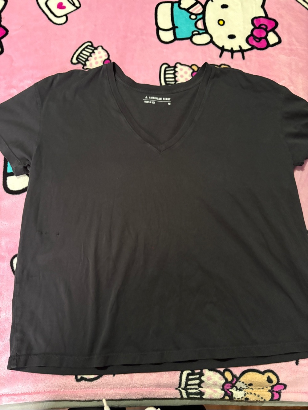American Giant Women's Black V-Neck Short Sleeve Tee